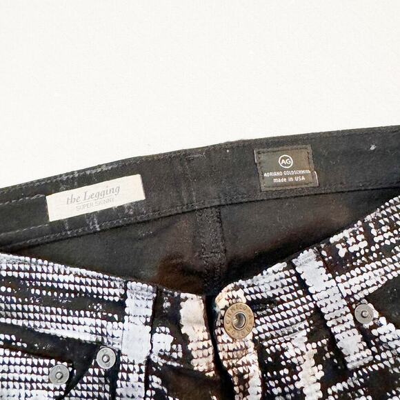 AG The Legging Supper Skinny Silver Metallic Patterned Denim Jeans SZ25 - Picture 4 of 9